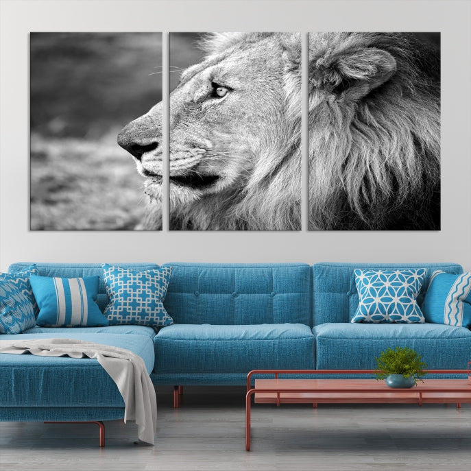 African Lion Poster Print on Canvas Extra Large Wall Art Ready to Hang