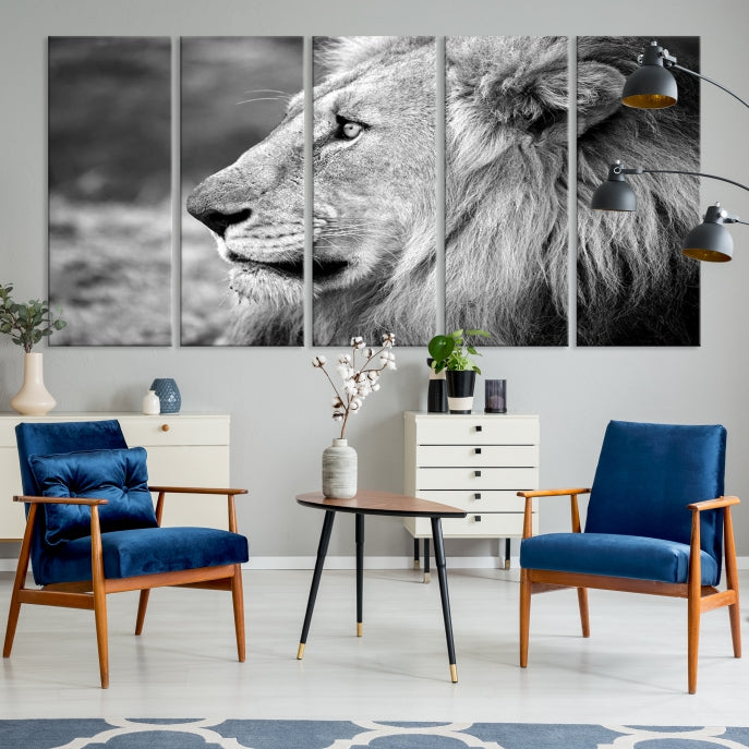 African Lion Poster Print on Canvas Extra Large Wall Art Ready to Hang