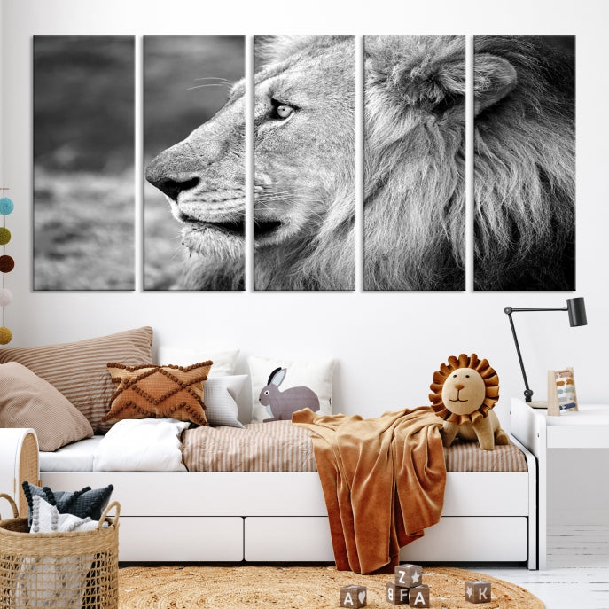 African Lion Poster Print on Canvas Extra Large Wall Art Ready to Hang