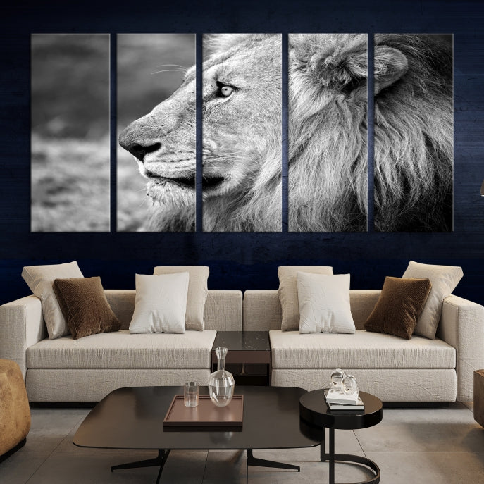 African Lion Poster Print on Canvas Extra Large Wall Art Ready to Hang