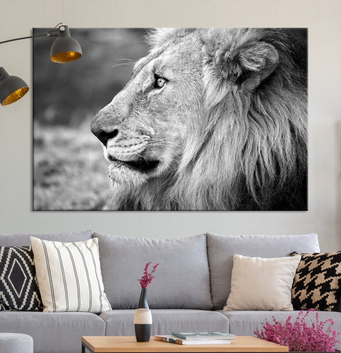 African Lion Poster Print on Canvas Extra Large Wall Art Ready to Hang