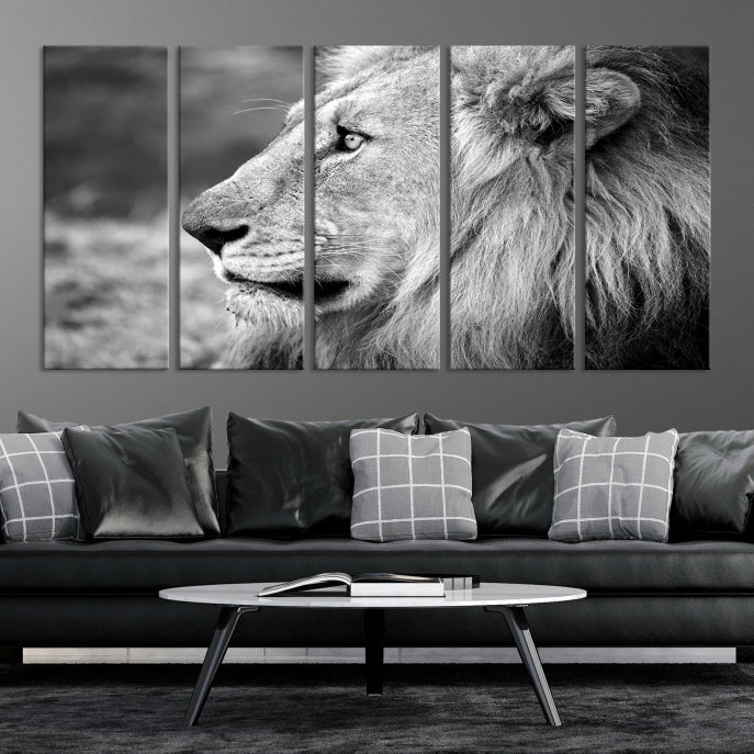 African Lion Poster Print on Canvas Extra Large Wall Art Ready to Hang