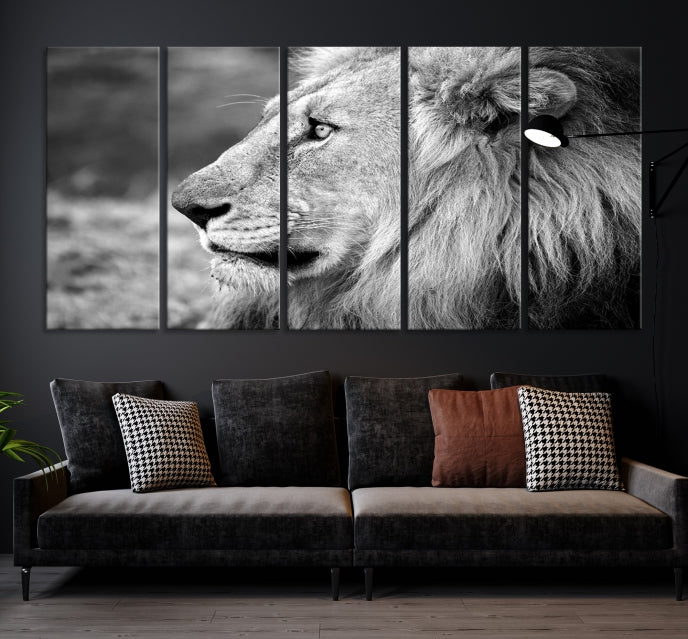 African Lion Poster Print on Canvas Extra Large Wall Art Ready to Hang