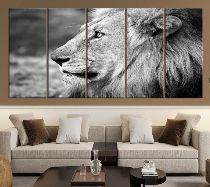 African Lion Poster Print on Canvas Extra Large Wall Art Ready to Hang