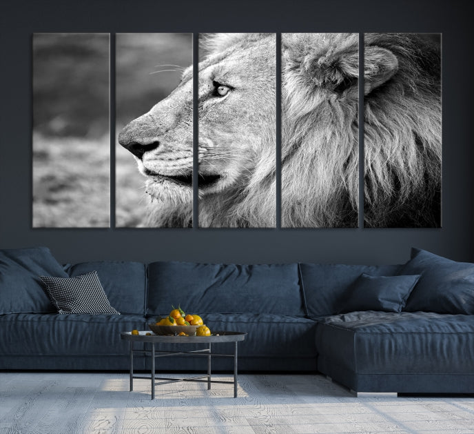 African Lion Poster Print on Canvas Extra Large Wall Art Ready to Hang