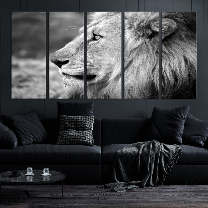 African Lion Poster Print on Canvas Extra Large Wall Art Ready to Hang