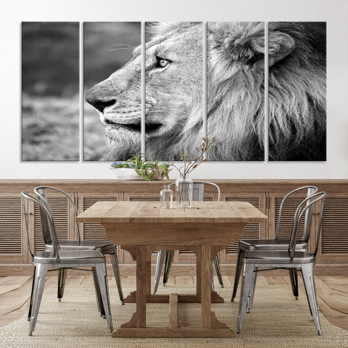 African Lion Poster Print on Canvas Extra Large Wall Art Ready to Hang