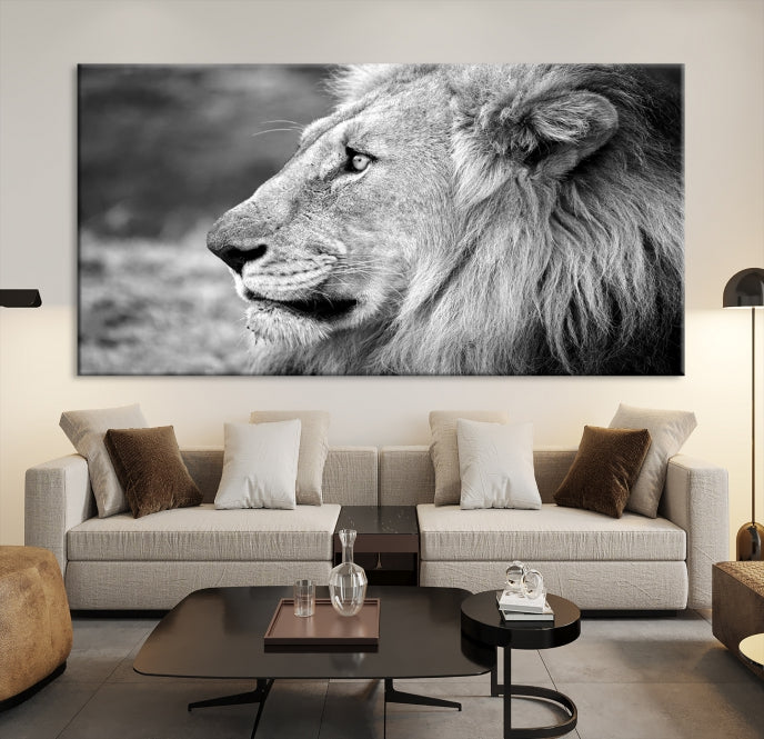 African Lion Poster Print on Canvas Extra Large Wall Art Ready to Hang