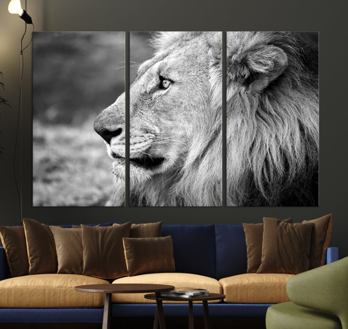 African Lion Poster Print on Canvas Extra Large Wall Art Ready to Hang