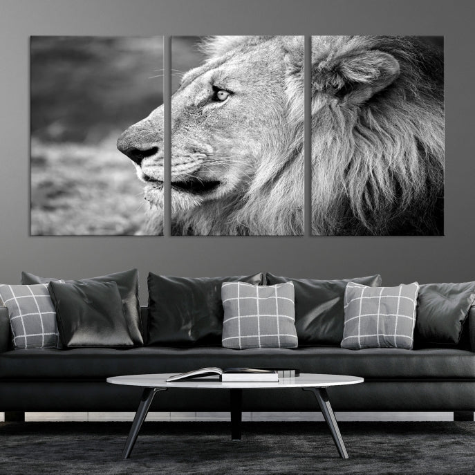 African Lion Poster Print on Canvas Extra Large Wall Art Ready to Hang