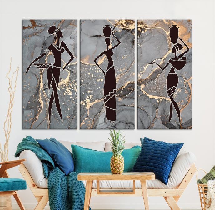 African Women Abstract Painting Canvas Art Print