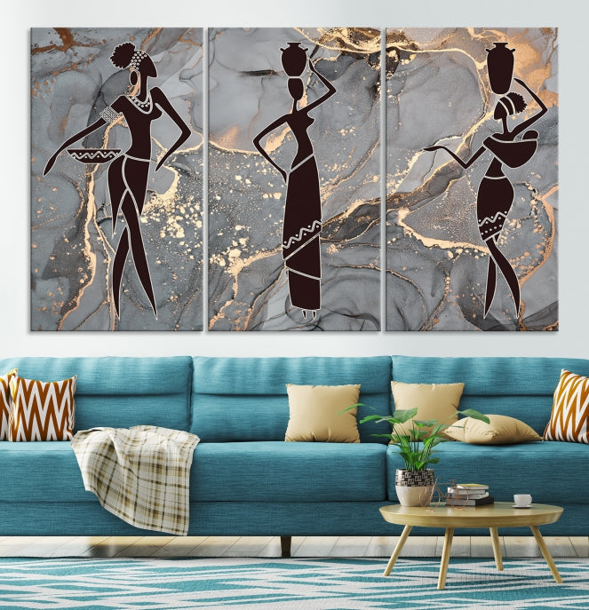 African Women Abstract Painting Canvas Art Print