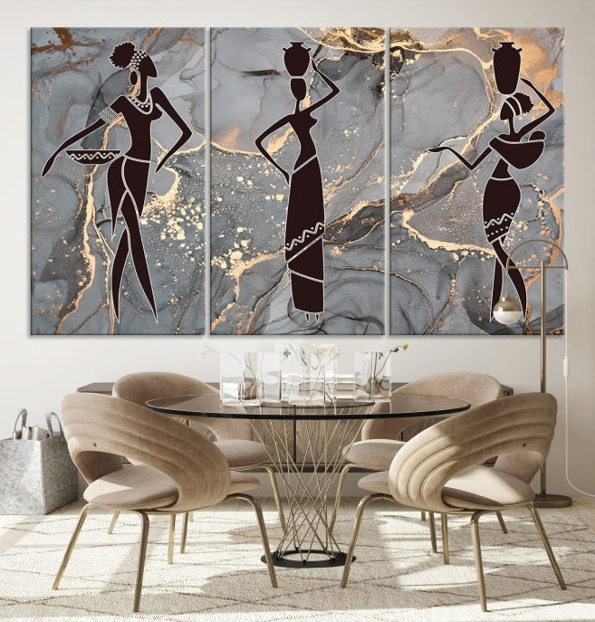 African Women Abstract Painting Canvas Art Print