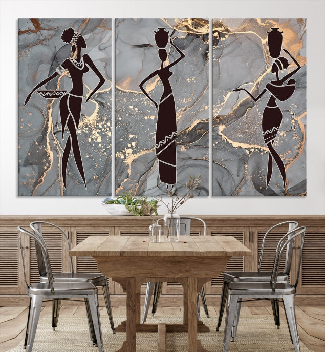 African Women Abstract Painting Canvas Art Print