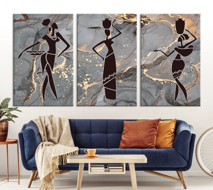 African Women Abstract Painting Canvas Art Print