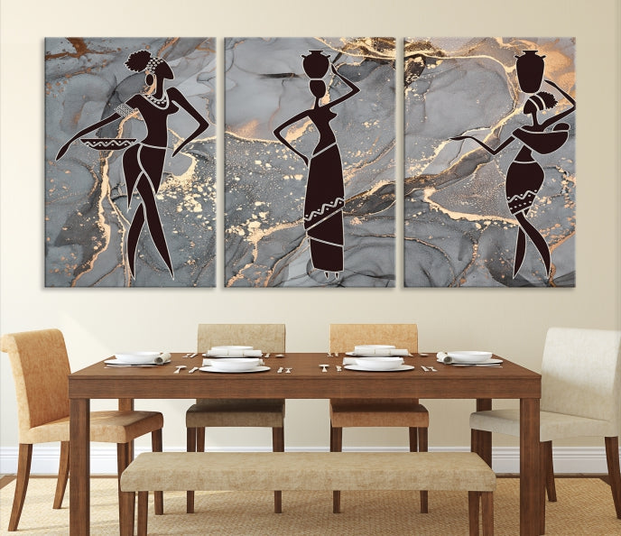 African Women Abstract Painting Canvas Art Print