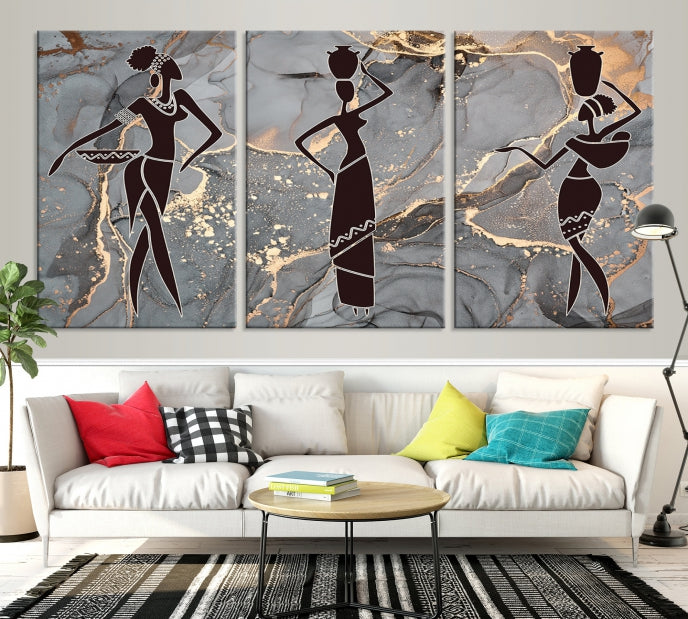 African Women Abstract Painting Canvas Art Print