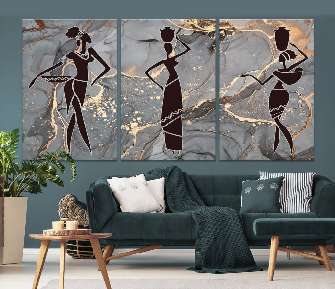 African Women Abstract Painting Canvas Art Print