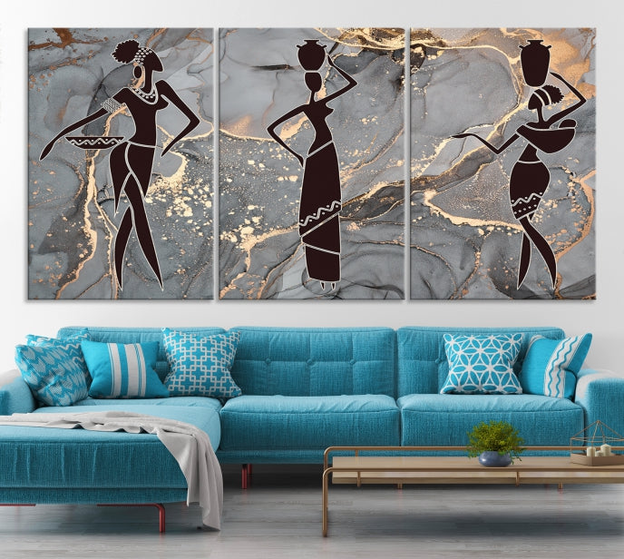 African Women Abstract Painting Canvas Art Print