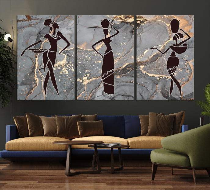 African Women Abstract Painting Canvas Art Print