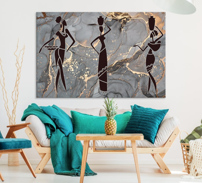 African Women Abstract Painting Canvas Art Print