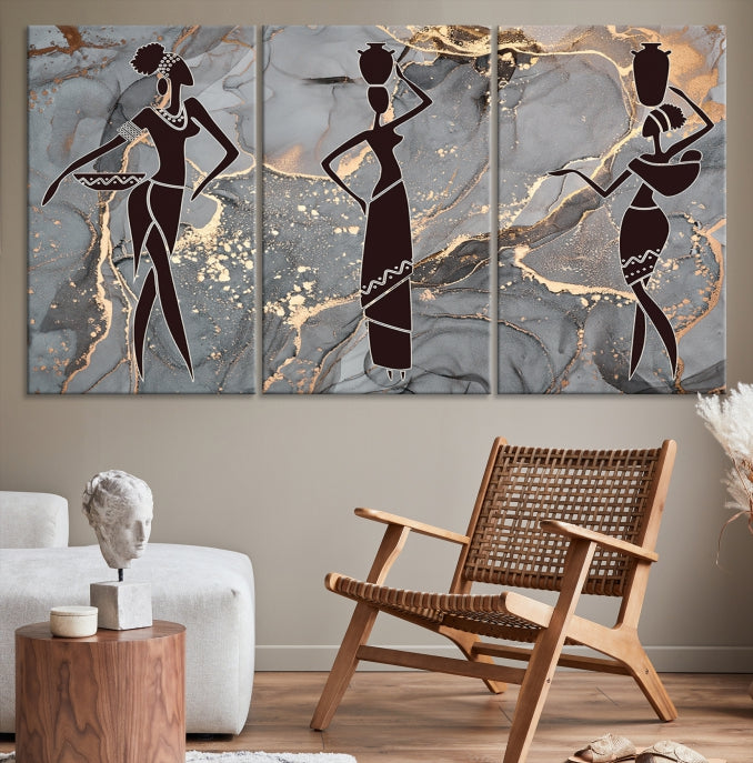 African Women Abstract Painting Canvas Art Print