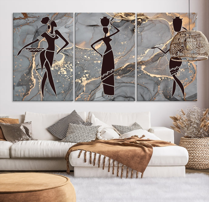 African Women Abstract Painting Canvas Art Print