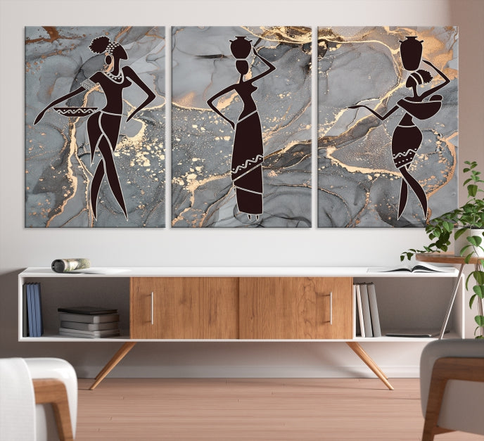 African Women Abstract Painting Canvas Art Print