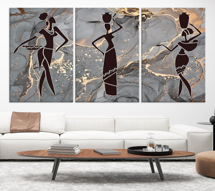 African Women Abstract Painting Canvas Art Print