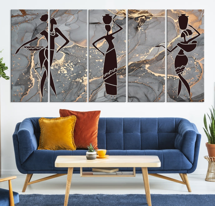 African Women Abstract Painting Canvas Art Print