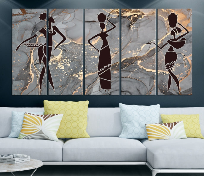 African Women Abstract Painting Canvas Art Print