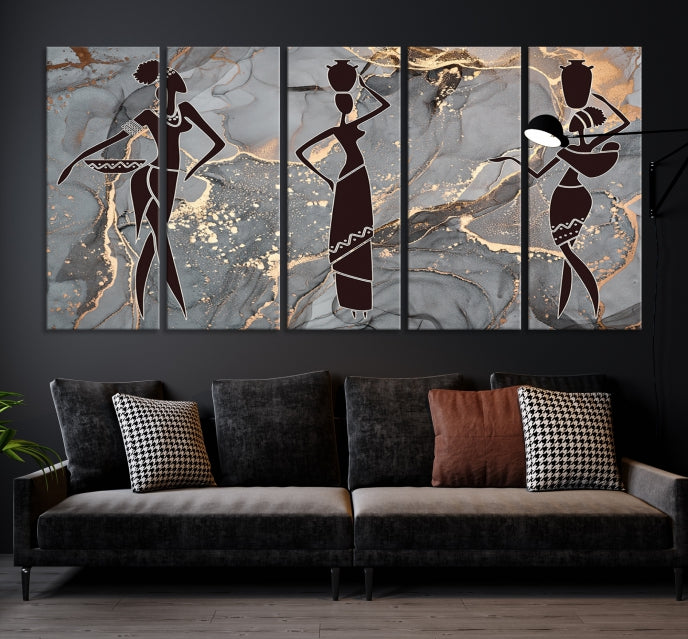 African Women Abstract Painting Canvas Art Print