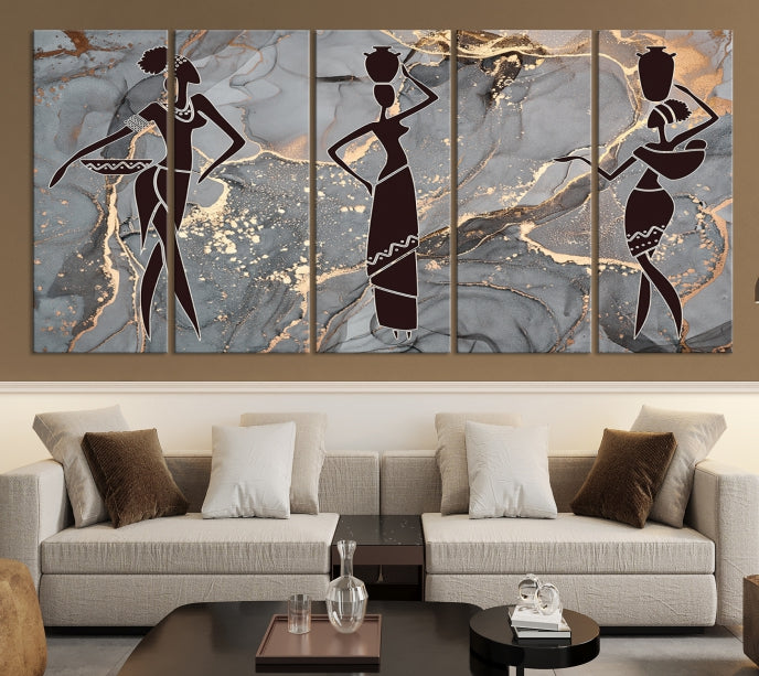 African Women Abstract Painting Canvas Art Print