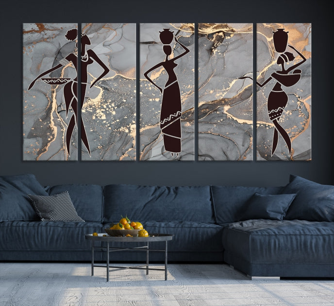 African Women Abstract Painting Canvas Art Print