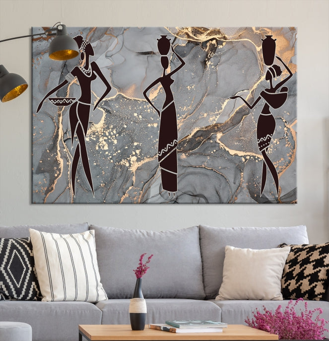 African Women Abstract Painting Canvas Art Print