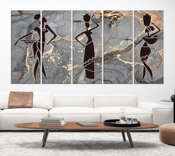 African Women Abstract Painting Canvas Art Print