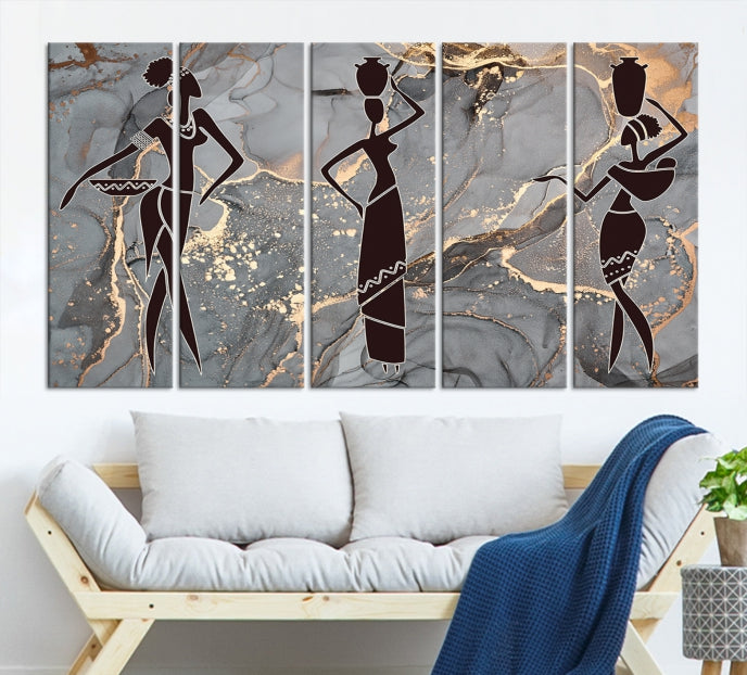 African Women Abstract Painting Canvas Art Print