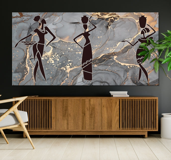 African Women Abstract Painting Canvas Art Print