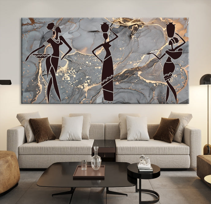 African Women Abstract Painting Canvas Art Print