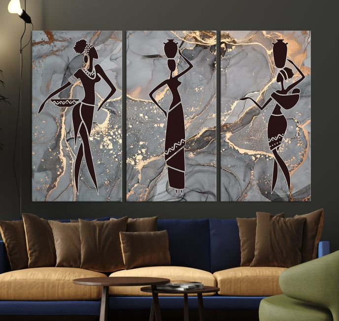 African Women Abstract Painting Canvas Art Print