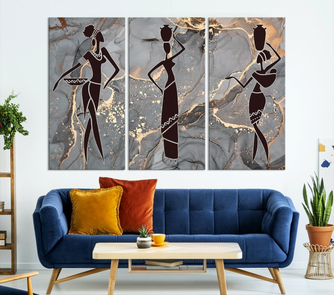 African Women Abstract Painting Canvas Art Print