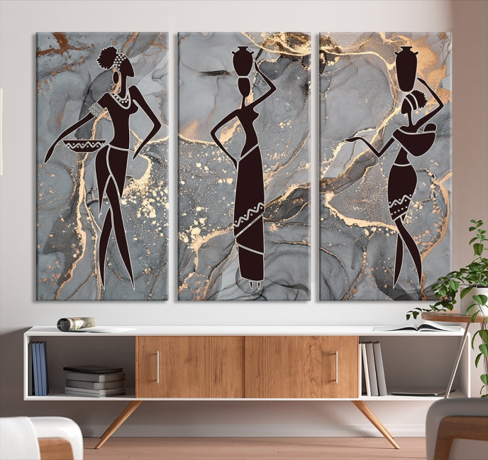 African Women Abstract Painting Canvas Art Print