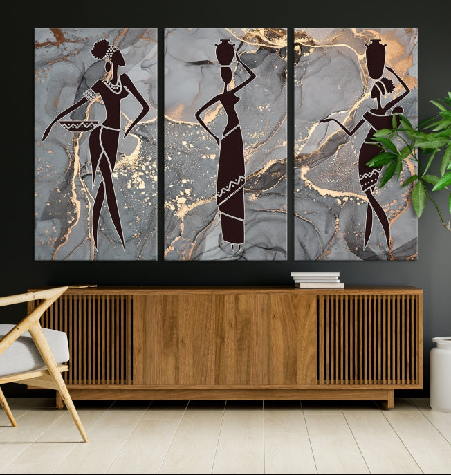 African Women Abstract Painting Canvas Art Print