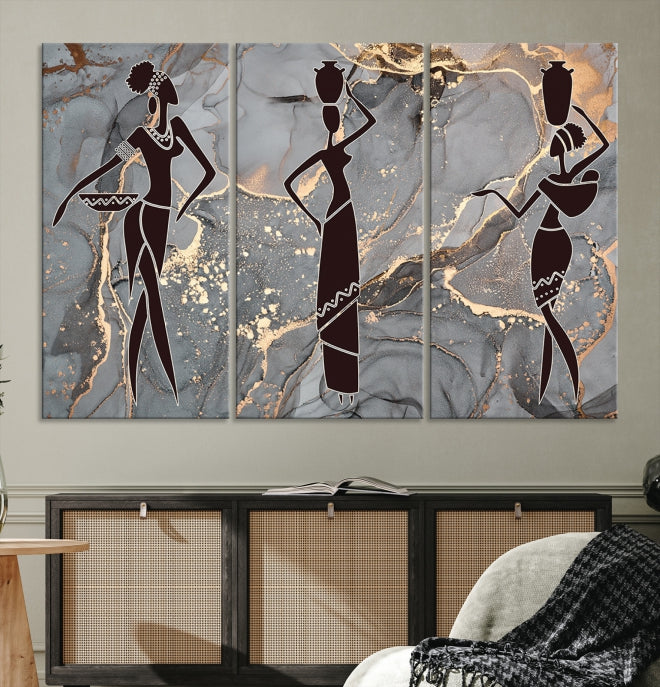 African Women Abstract Painting Canvas Art Print