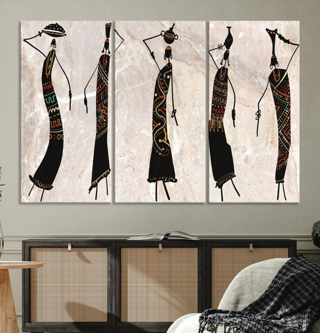 African Women Abstract Painting on Canvas Wall Art Print