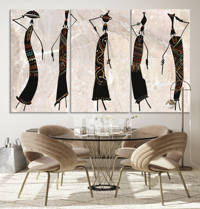 African Women Abstract Painting on Canvas Wall Art Print