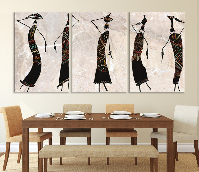 African Women Abstract Painting on Canvas Wall Art Print