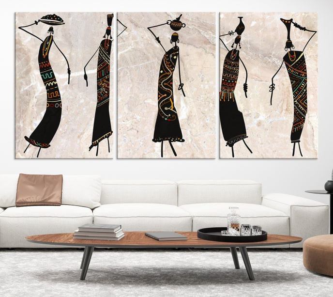 African Women Abstract Painting on Canvas Wall Art Print