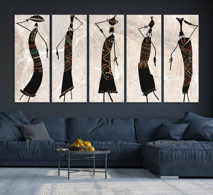 African Women Abstract Painting on Canvas Wall Art Print