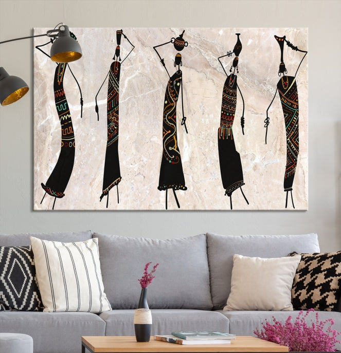 African Women Abstract Painting on Canvas Wall Art Print